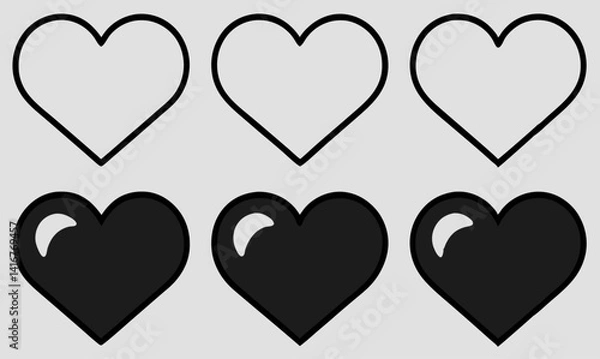 Fototapeta vector illustration of a set of hearts
