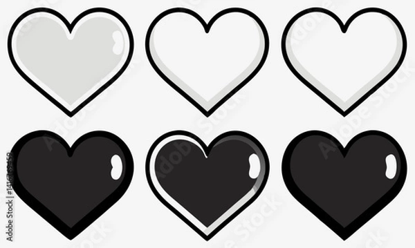 Fototapeta set of vector hearts on white