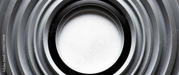 Obraz Symmetrical black and white concentric circles forming an arch, minimal, seamless