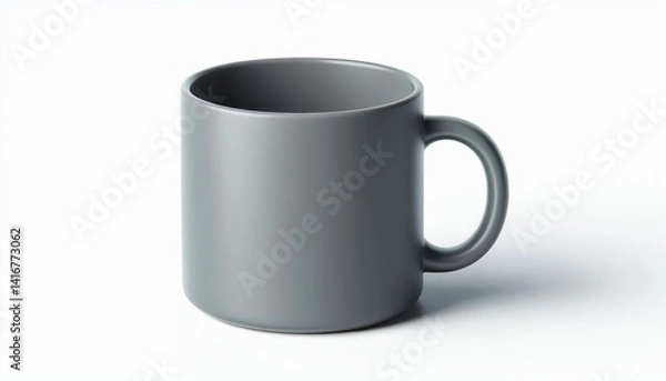 Fototapeta Gray Mug Mockup - White Cup for Branding and Logo Placement - Product Design for Identity - White Drink Cup in Studio Environment - Background for Promotional Material - Mock-up for Presentation