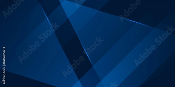 Obraz Abstract dark blue gradient background with geometric overlap design. Blue background with shadow and lights. Abstract background texture design, poster, banner blue background. Eps10 Vector