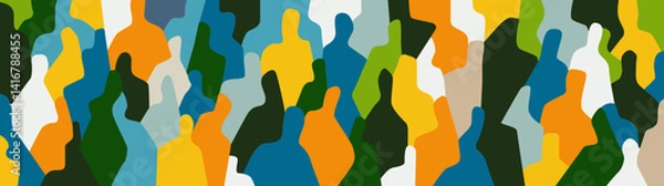 Fototapeta Crowd of people abstract vector illustration , social issues modern communication 

