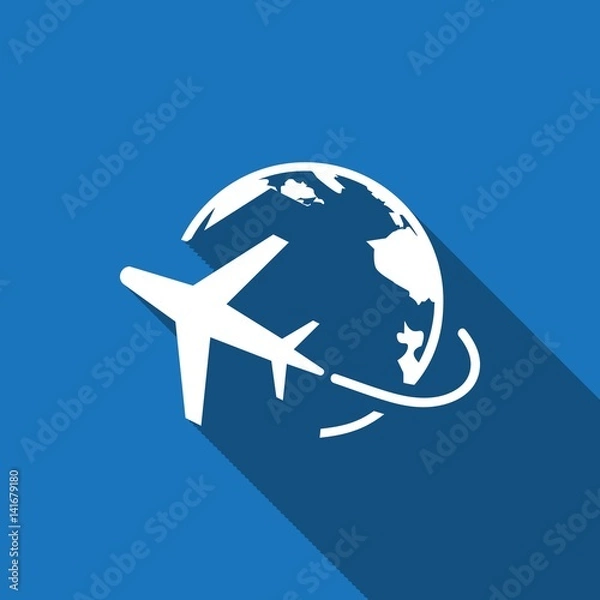 Fototapeta Plane Globe Icon stock vector illustration flat design