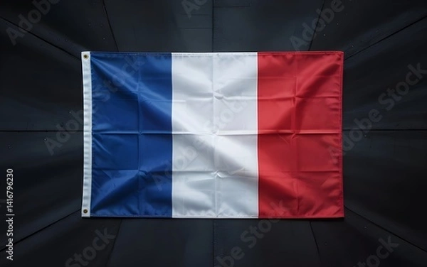 Fototapeta High-resolution closeup shot of France national flag isolated on white background with detailed fabric texture and realistic patriotic symbolism for design and presentation purposes


