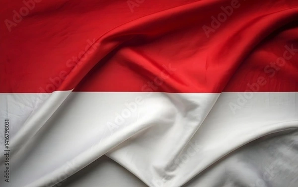 Fototapeta Realistic Close-Up of the Indonesia Flag Isolated on White Background – Detailed Fabric Featuring Red and White Horizontal Stripes Representing the National Identity, Patriotism, and Cultural Symbol o