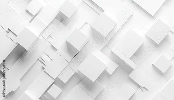 Fototapeta Abstract white geometric pattern with various sized squares and rectangles