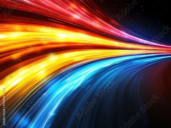 Fototapeta Vibrant, energetic streaks of color forming a tunnel effect.