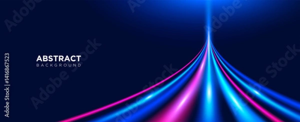 Fototapeta Abstract colorful speed light trails background with neon curves. Vector design