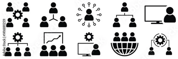 Obraz Manager icon set. Containing leadership, supervision, hiring, coaching, management, development,of vector illustration