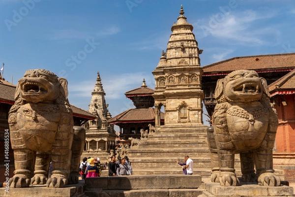 Fototapeta Kathmandu Valley, Nepal Bhaktapur also known as Bhadgaon or Khwopa Durbar Square and Taumadhi Tole Square