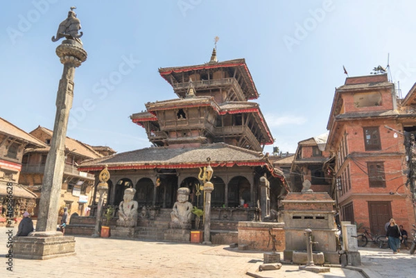 Fototapeta Kathmandu Valley, Nepal Bhaktapur also known as Bhadgaon or Khwopa Durbar Square and Taumadhi Tole Square
