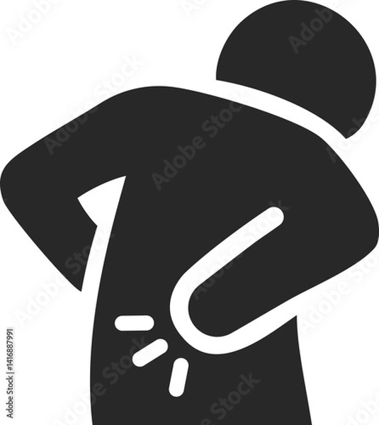 Obraz Person holding lower back solid icon vector for office syndrome and muscle pain.
