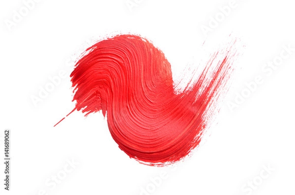 Fototapeta smear the red brush on white background