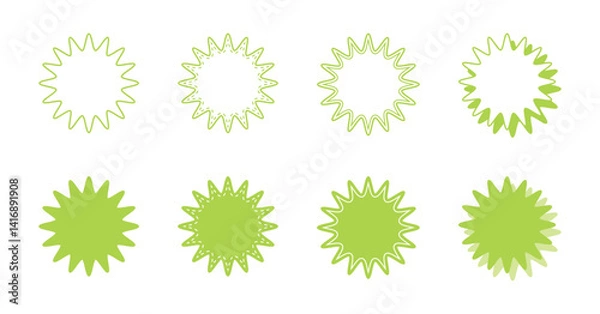 Fototapeta シンプルな丸みのあるギザギザした形 吹き出し セット