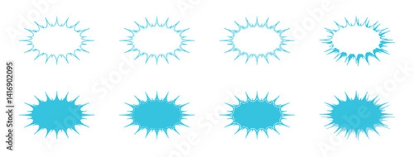 Fototapeta シンプルな細長いギザギザした形 吹き出し セット