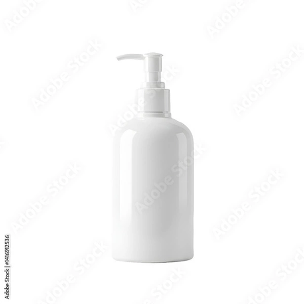 Obraz White Glossy Pump Bottle on Transparent Background