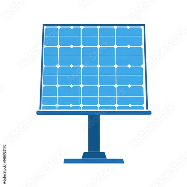 Fototapeta A blue solar panel mounted on a sturdy stand, capturing sunlight in an outdoor setting, symbolizing renewable energy solutions for a sustainable future , isolated on white or transparent png