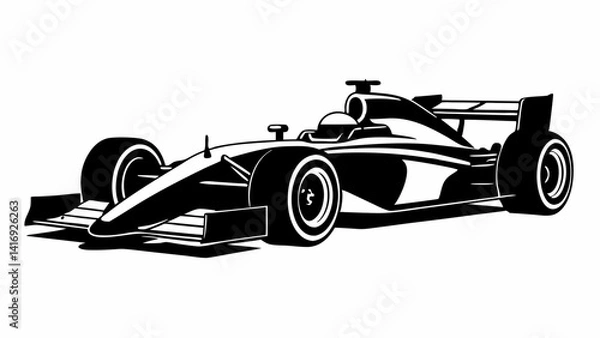 Obraz Formula 1 car vector silhouette black on white background