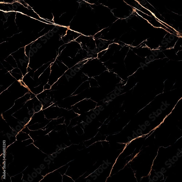 Obraz The luxurious texture of polished black marble with golden veins.