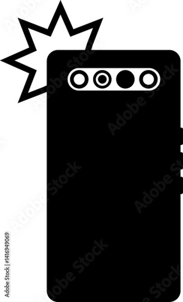 Fototapeta Photo on smartphone with flash. Smartphone, Selfie, Flash icon