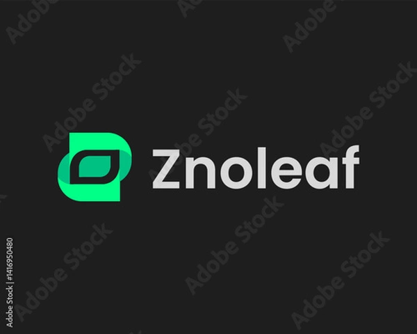 Fototapeta Z with leaf modern app logo design vector template