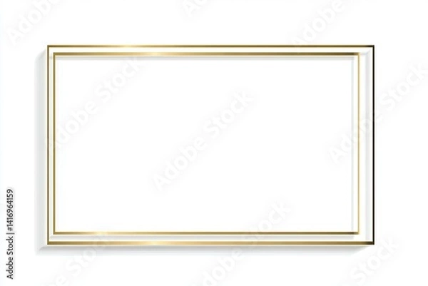 Obraz A simple, elegant, white rectangle with a gold double border