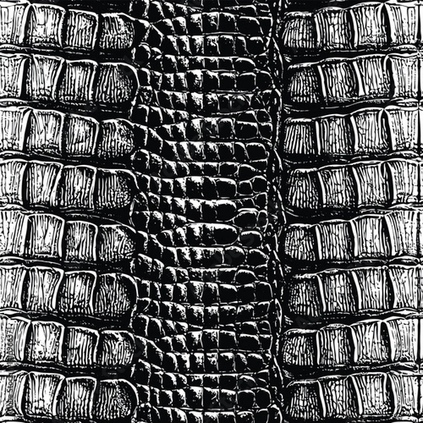 Fototapeta Seamless Alligator Texture – Black and White Vector Pattern Design