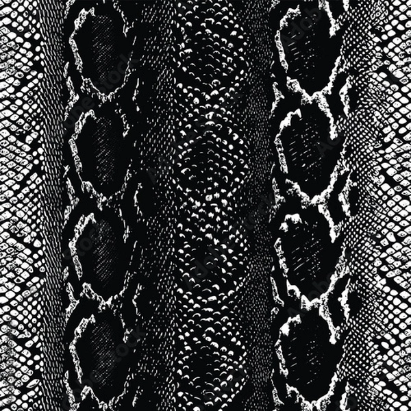 Fototapeta Black and White Python Scales Seamless Pattern