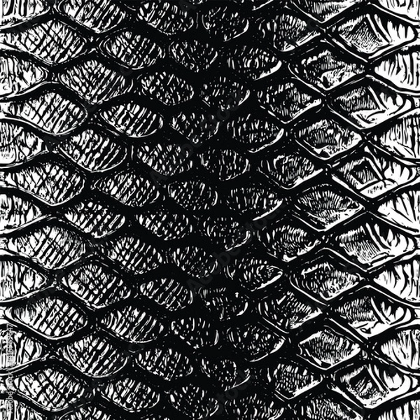 Fototapeta Black and White Crocodile Scales Seamless Pattern