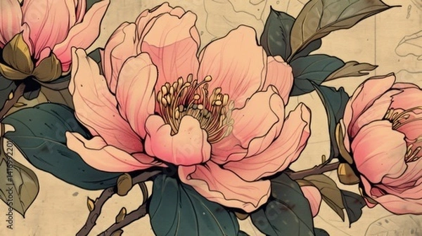 Obraz A warm, earthy combination of tan, brown, and dusty pink. The muted tones add a nostalgic and rustic feel