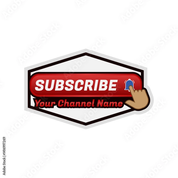 Fototapeta Modern subscribe button sticker vector. Perfect for your social media subscription channels.