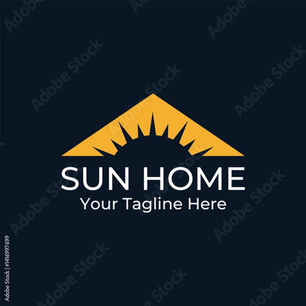 Fototapeta Simple and modern solar house logo vector. Perfect for construction industry, solar panels and others related to logos.