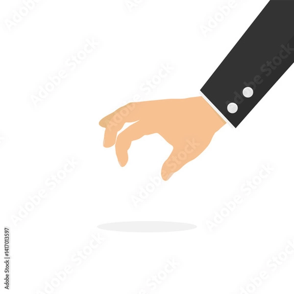 Fototapeta Hand dressed in a black suit reaching to pick up an object from a flat surface. Flat style vector illustration, EPS10