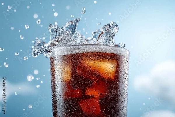 Fototapeta realistic drinks advertisement, premium style, high-energy tone, poster, motion blur, moody lighting, monochrome, mysterious mood, close-up, blurry background
