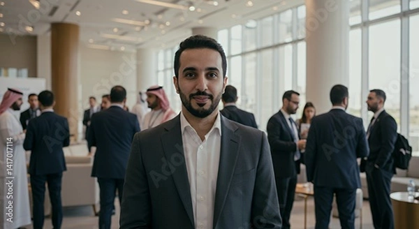 Fototapeta Confident Businessman at a Networking Event