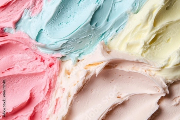 Fototapeta Colorful scoops of pastel ice cream in a creamy texture