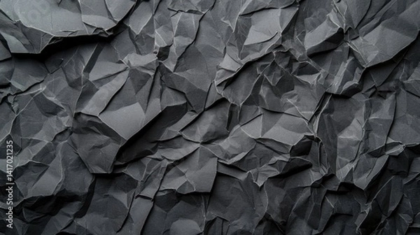 Fototapeta Textured Charcoal Gray Crumpled Paper Background for Artistic Projects