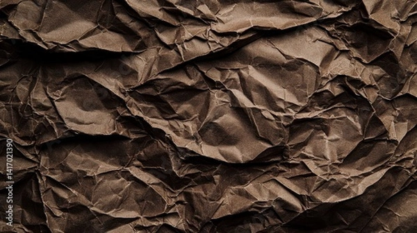 Fototapeta Crumpled Dark Brown Paper Background for Creative Projects
