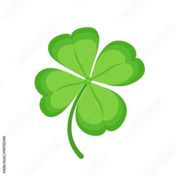 Obraz Lucky four leaf clover. Good luck symbol. Color vector illustration. Isolated on white background.	