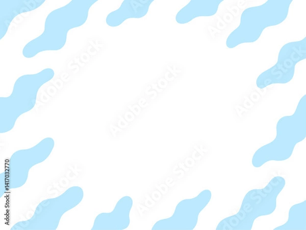 Obraz 水色の右上がりの雲型の不定形のフレーム