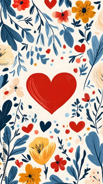 Obraz Heart Floral Pattern Card