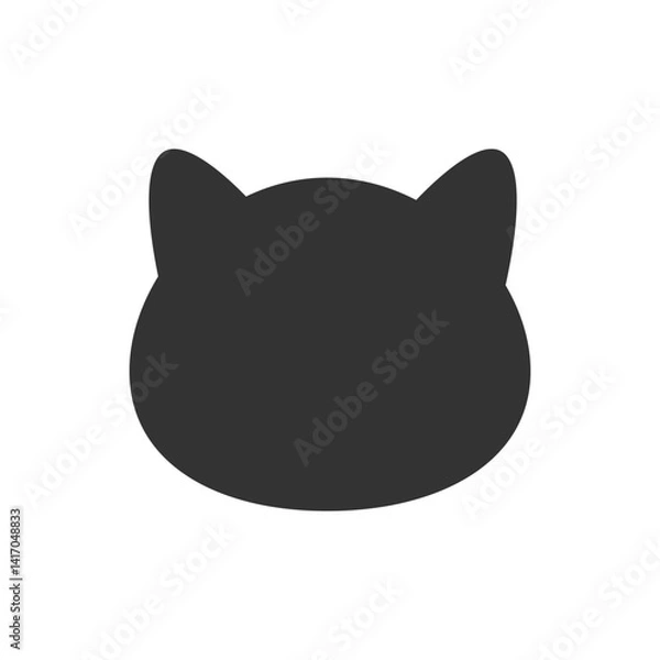 Obraz Minimal vector silhouette of a black cat face from behind. Simple flat design with rounded ears and soft lines. Perfect for pet themes, icons, and modern illustrations. 