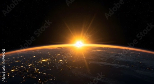 Obraz Earthrise: A Breathtaking View of Planet Earth from Space During Sunrise