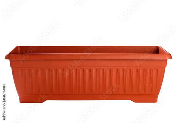 Obraz Long, empty flowerpot isolated on white background.