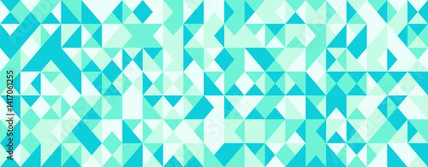 Obraz Abstract turquoise and mint geometric pattern.  A vibrant mosaic of triangles and squares creates a dynamic, modern design perfect for backgrounds, websites, or textile prints.