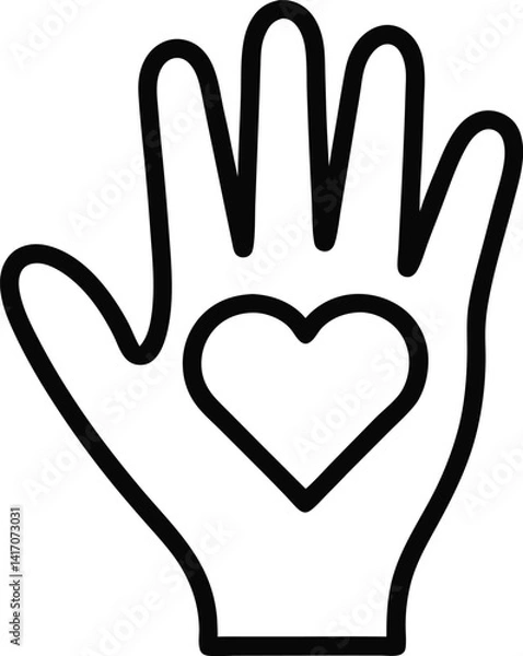 Fototapeta Hand with haert vector icon on transparent background 