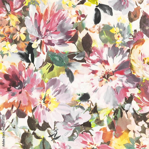 Fototapeta Botanical All Over Design with Soft Texture and Colors