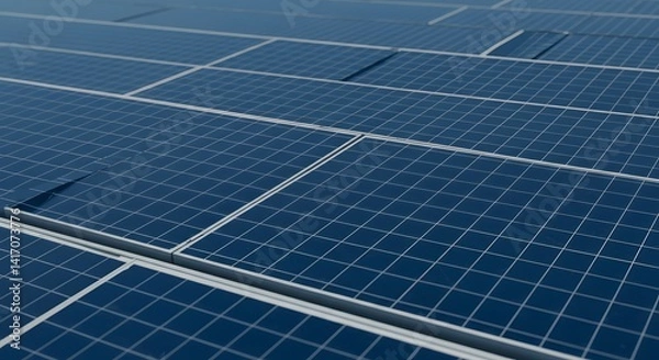 Fototapeta Close-Up View of a Vast Solar Panel Array Generating Clean Energy