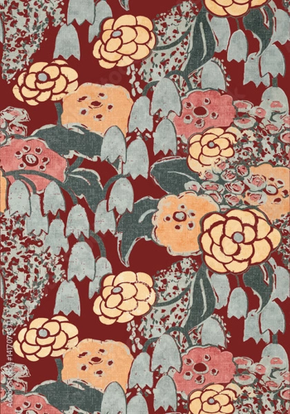 Fototapeta Botanical All Over Design with Soft Texture and Colors