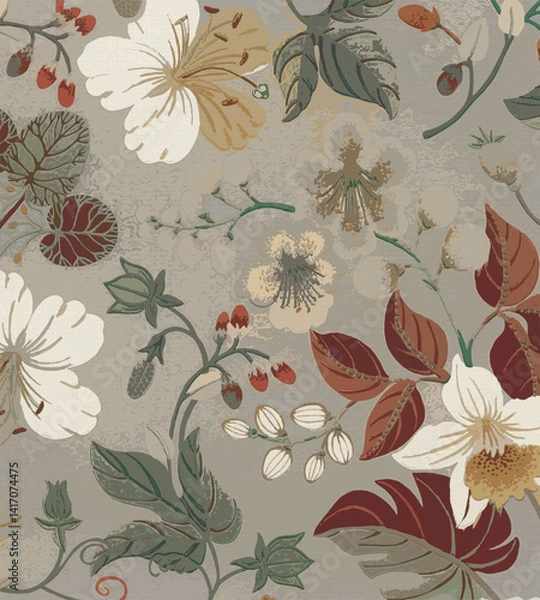 Fototapeta Botanical All Over Design with Soft Texture and Colors